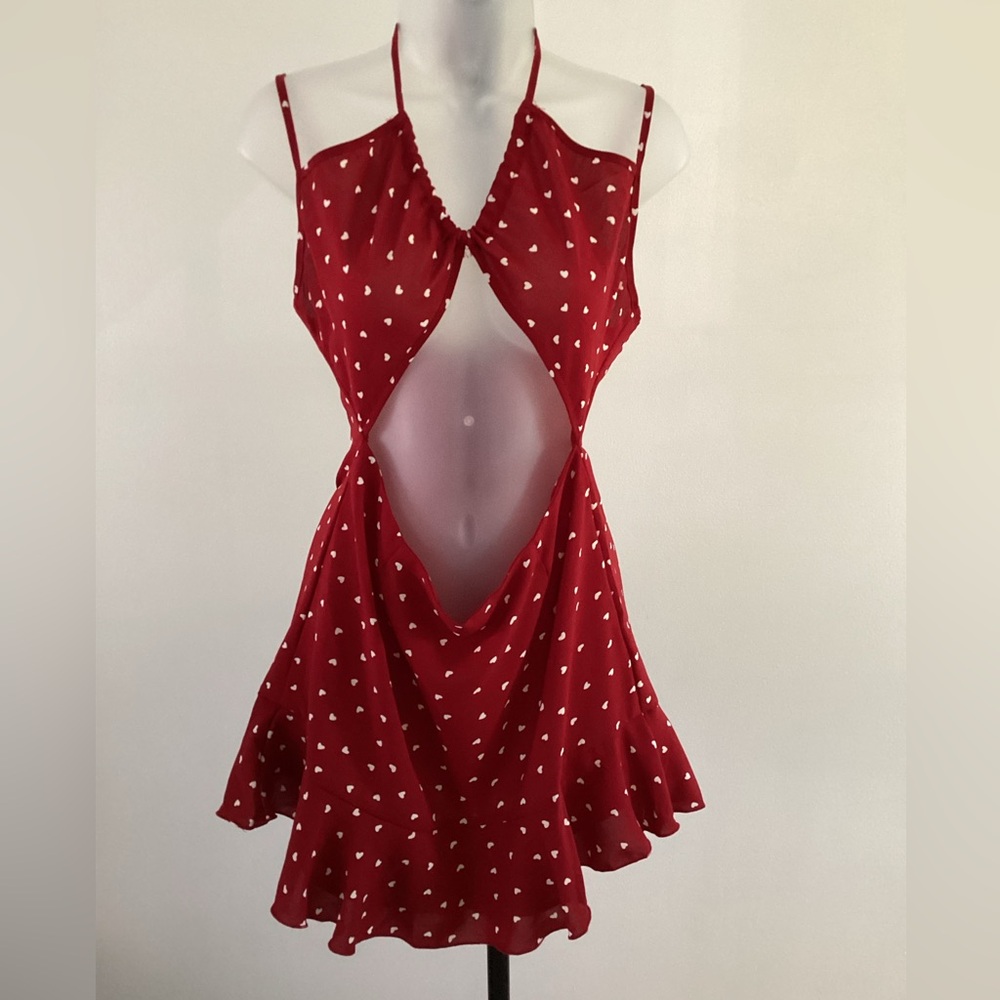 SHEIN Red Ruffled Tiered Mini Dress